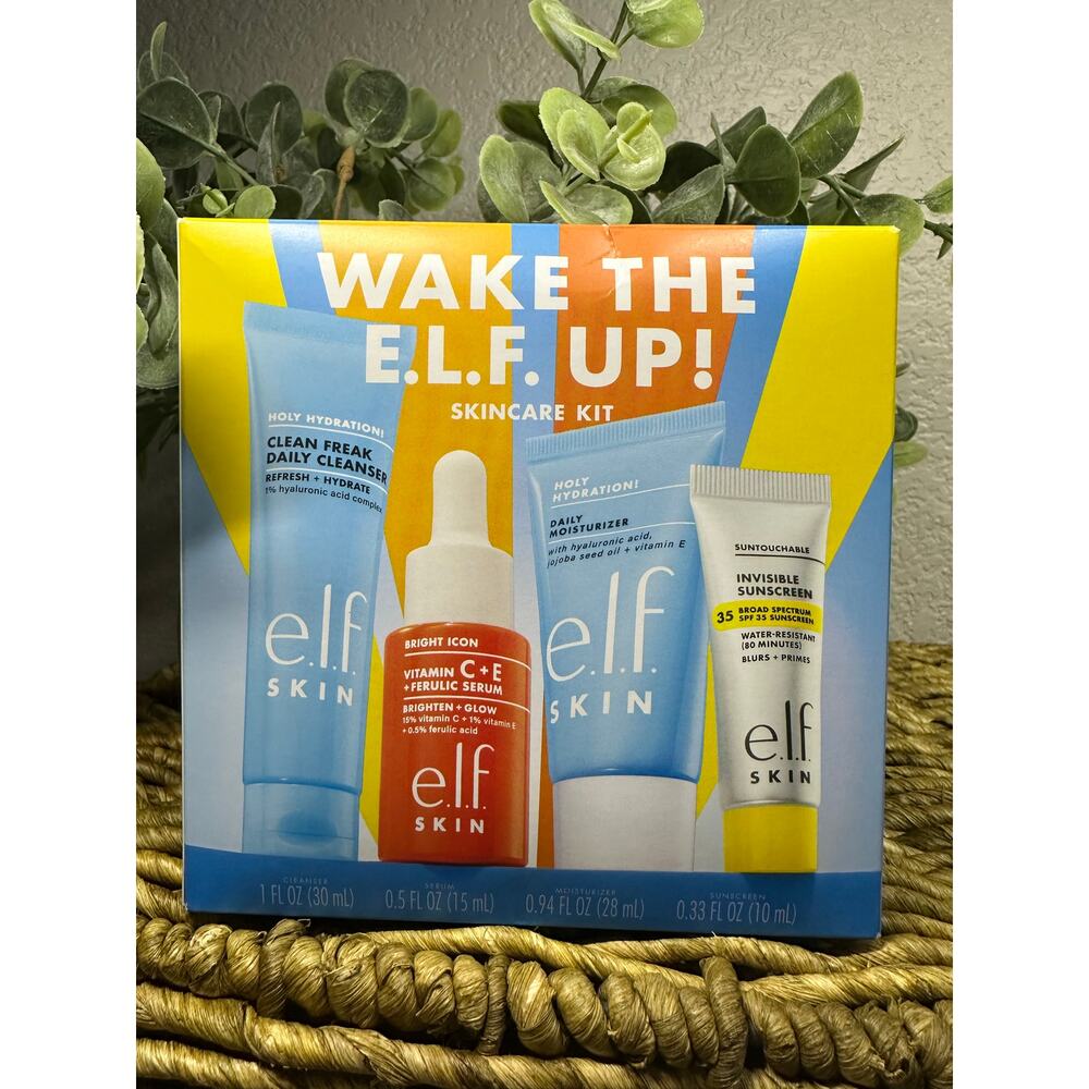 Wake the e.l.f. Up Kit, Travel-Size Cleanser, Sunscreen, Moisturizer & Serum